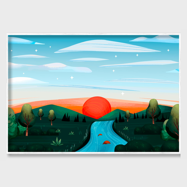 Alba sul Fiume – Quadro su tela astratto paesaggio moderno orizzontale