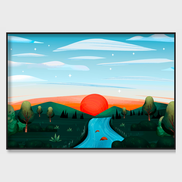 Alba sul Fiume – Quadro su tela astratto paesaggio moderno orizzontale