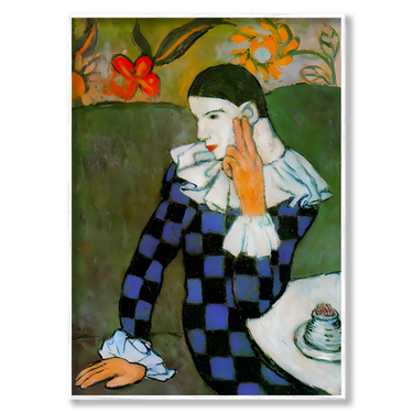 Arlecchino Pensoso Picasso – Quadro su tela riproduzione d'arte verticale