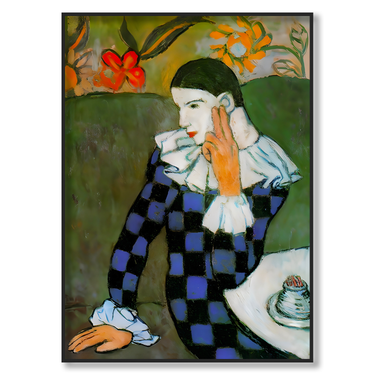 Arlecchino Pensoso Picasso – Quadro su tela riproduzione d'arte verticale