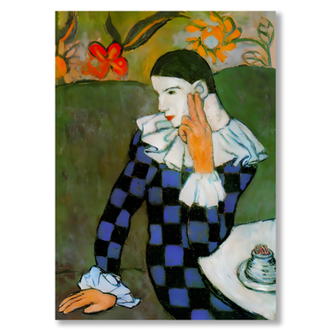 Arlecchino Pensoso Picasso – Quadro su tela riproduzione d'arte verticale