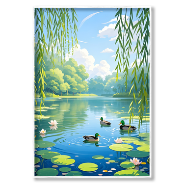 Armonia sul Lago – Quadro su tela astratto paesaggio moderno verticale