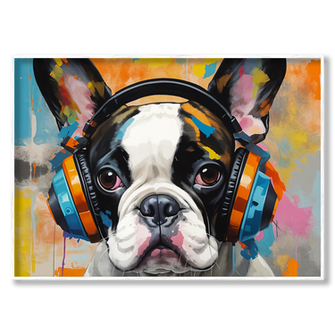 Beat da Bulldog – Quadro su tela pop art animali moderno orizzontale