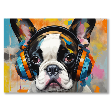 Beat da Bulldog – Quadro su tela pop art animali moderno orizzontale