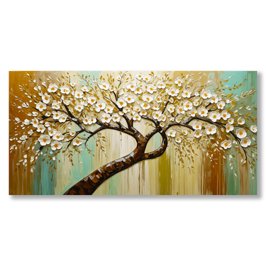 Bianca Fioritura – Quadro su tela astratto fiori moderno orizzontale