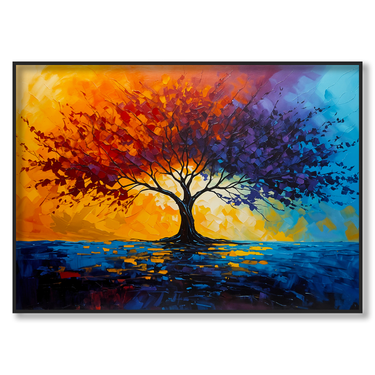 Crepuscolo Ardente – Quadro su tela astratto fiori moderno orizzontale