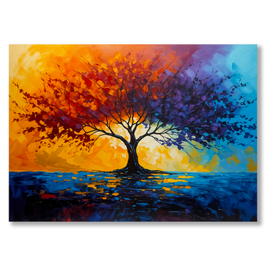 Crepuscolo Ardente – Quadro su tela astratto fiori moderno orizzontale