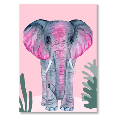 Elefante Rosa – Quadro su tela animali verticale