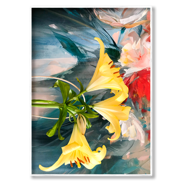 Giallo in Fiore – Quadro su tela astratto fiori moderno verticale