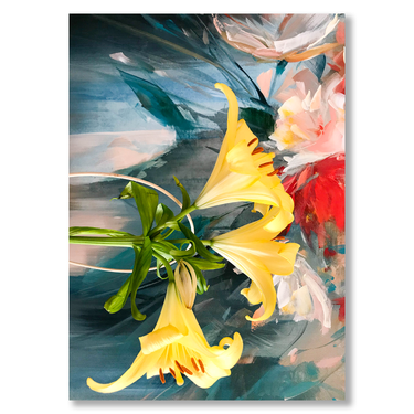 Giallo in Fiore – Quadro su tela astratto fiori moderno verticale