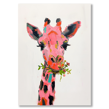 Giraffa in Fiore – Quadro su tela pop art animali moderno verticale