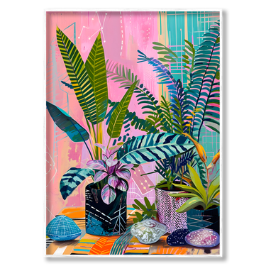 Giungla Pop – Quadro su tela fiori verticale