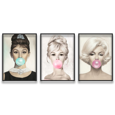 Glamour Retrò – Trittico quadro su tela pop art donna moderno