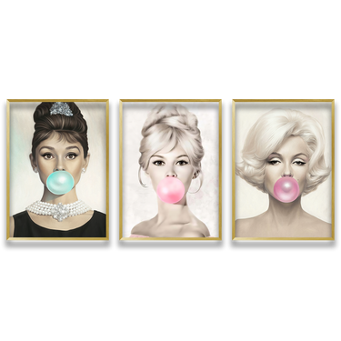 Glamour Retrò – Trittico quadro su tela pop art donna moderno