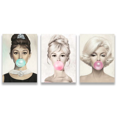 Glamour Retrò – Trittico quadro su tela pop art donna moderno