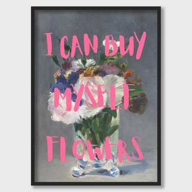 I can buy flowers – Quadro su tela pop art geometrico moderno verticale