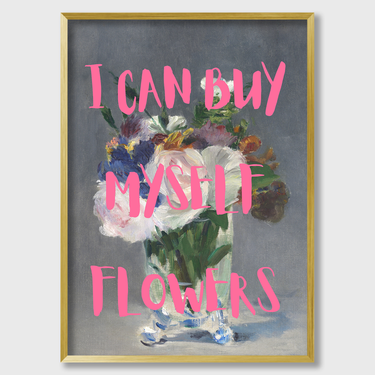 I can buy flowers – Quadro su tela pop art geometrico moderno verticale
