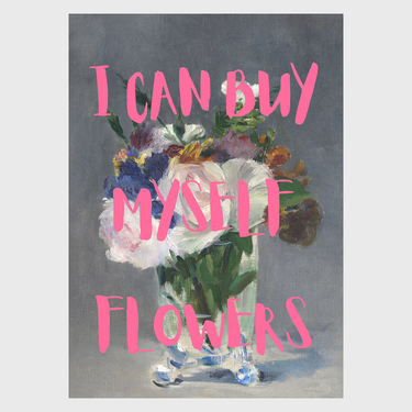 I can buy flowers – Quadro su tela pop art geometrico moderno verticale