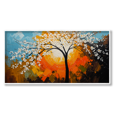 Il Sole tra i Rami – Quadro su tela astratto fiori moderno orizzontale