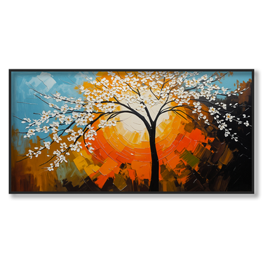 Il Sole tra i Rami – Quadro su tela astratto fiori moderno orizzontale
