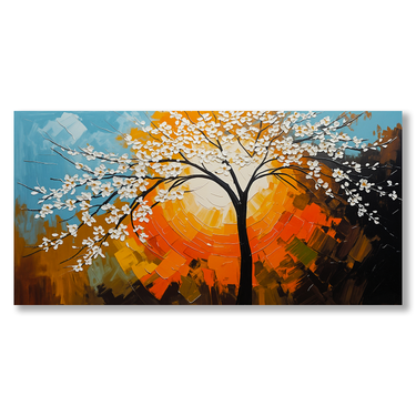 Il Sole tra i Rami – Quadro su tela astratto fiori moderno orizzontale