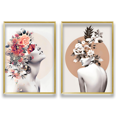 Metamorfosi Floreale – Quadro su tela in 2 pezzi astratto donna moderno