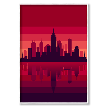 Metropoli al Tramonto – Quadro su tela pop art paesaggio moderno verticale