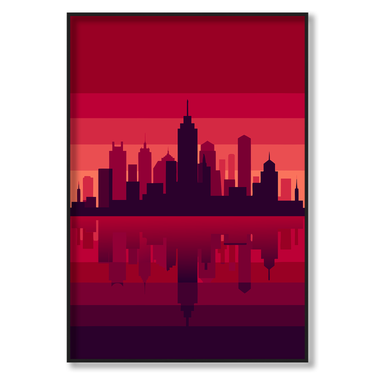 Metropoli al Tramonto – Quadro su tela pop art paesaggio moderno verticale