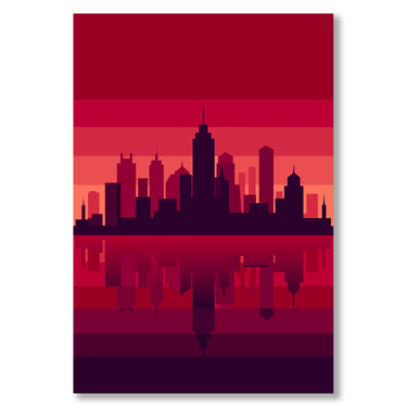 Metropoli al Tramonto – Quadro su tela pop art paesaggio moderno verticale