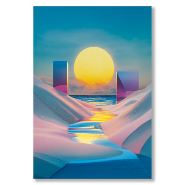 Monoliti sul mare – Quadro su tela astratto paesaggio moderno verticale