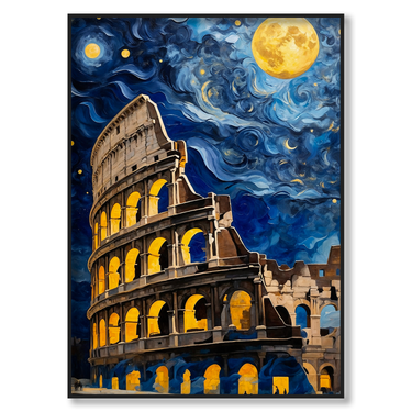 Notte stellata al Colosseo – Quadro su tela astratto pop art moderno verticale