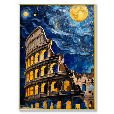 Notte stellata al Colosseo – Quadro su tela astratto pop art moderno verticale