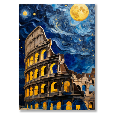 Notte stellata al Colosseo – Quadro su tela astratto pop art moderno verticale