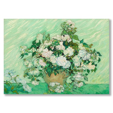 Natura morta con vaso di rose, Van Gogh – Quadro su tela riproduzione d'arte orizzontale