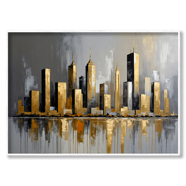 Oro e cemento – Quadro su tela astratto paesaggio moderno orizzontale