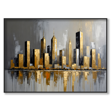Oro e cemento – Quadro su tela astratto paesaggio moderno orizzontale