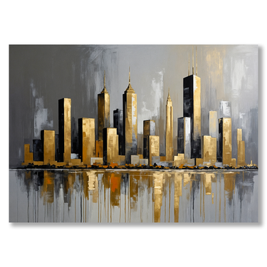 Oro e cemento – Quadro su tela astratto paesaggio moderno orizzontale