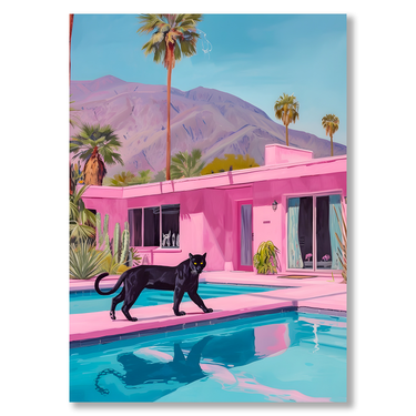 Pantera a Palm Springs – Quadro su tela fiori animali verticale