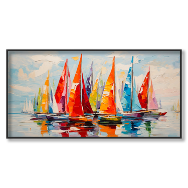 Regata Arcobaleno – Quadro su tela astratto moderno orizzontale