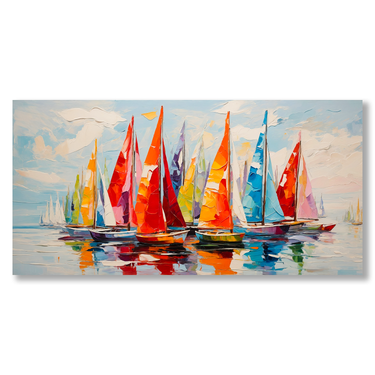 Regata Arcobaleno – Quadro su tela astratto moderno orizzontale