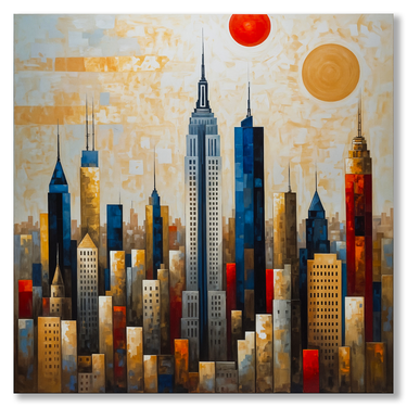 Sinfonia urbana – Quadro su tela astratto paesaggio moderno quadrato