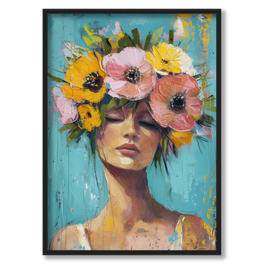 Sogno fiorito – Quadro su tela donna verticale