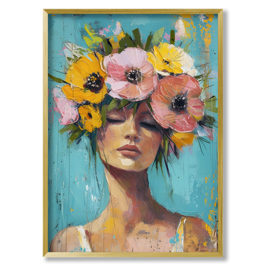 Sogno fiorito – Quadro su tela donna verticale