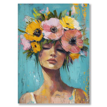 Sogno fiorito – Quadro su tela donna verticale
