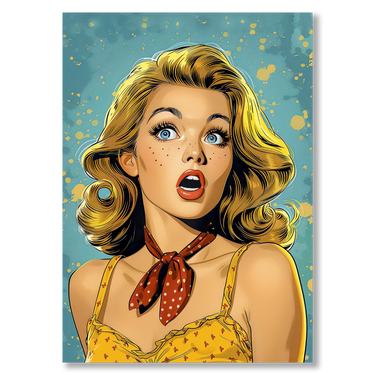Stupore in Pop Art – Quadro su tela pop art donna moderno verticale