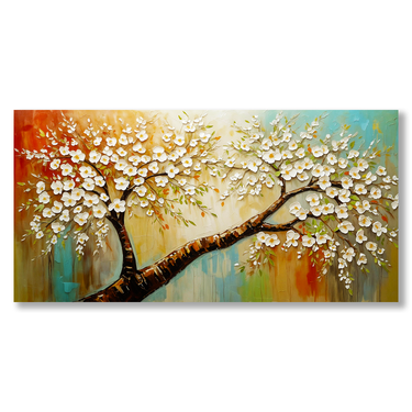 Sussurri di Magnolia – Quadro su tela astratto fiori moderno orizzontale