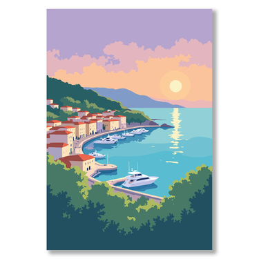 Tramonto sul Porto – Quadro su tela astratto paesaggio moderno verticale