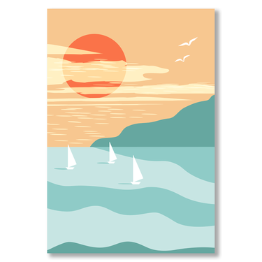 Vele al Tramonto – Quadro su tela astratto paesaggio moderno verticale