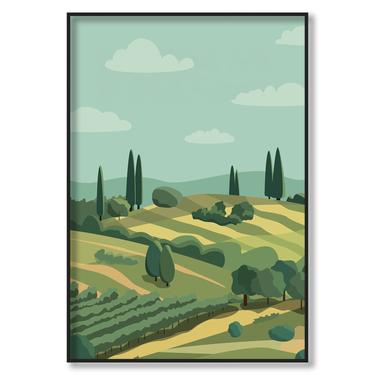 Vigneti in Toscana – Quadro su tela astratto paesaggio moderno verticale