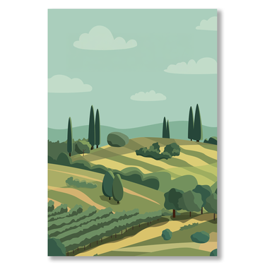 Vigneti in Toscana – Quadro su tela astratto paesaggio moderno verticale